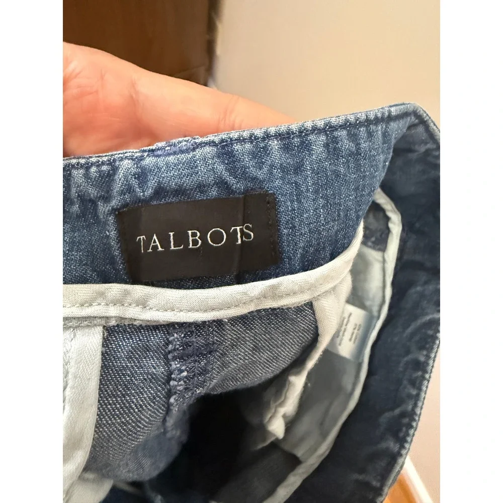 Talbots New England Chino Women 4P Blue Cotton Hemp Wide Leg Pants